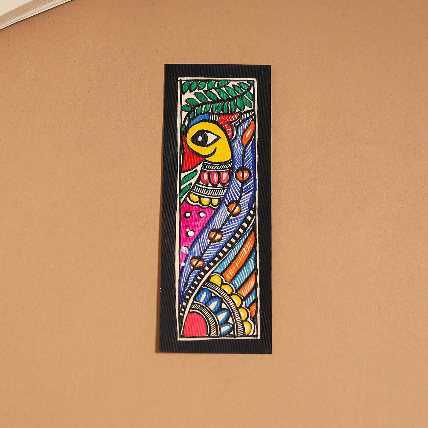 Madhubani handpainted bookmark (7 x 2 in) 19 - handcrafted