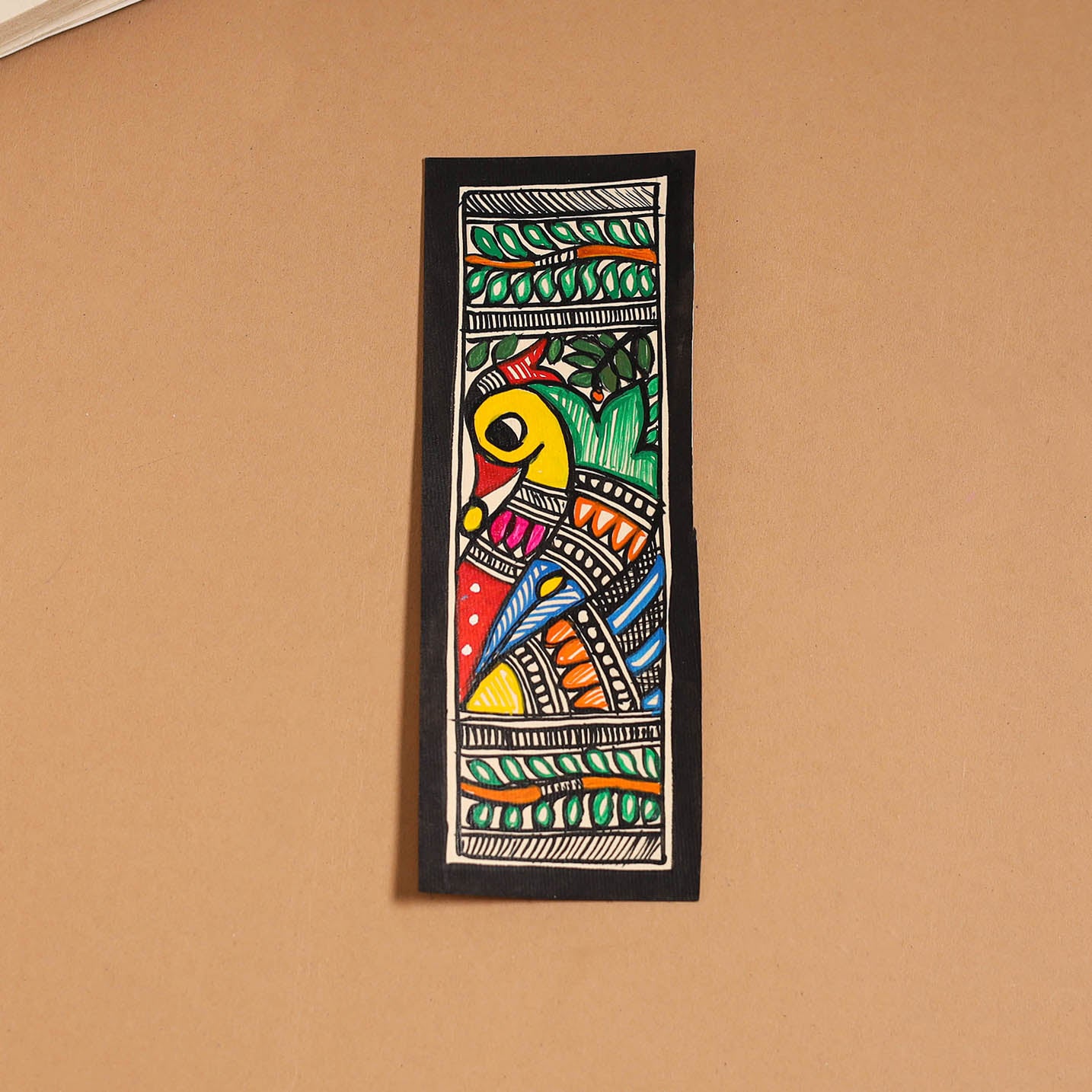 Madhubani handpainted bookmark (7 x 2 in) 20 - handcrafted