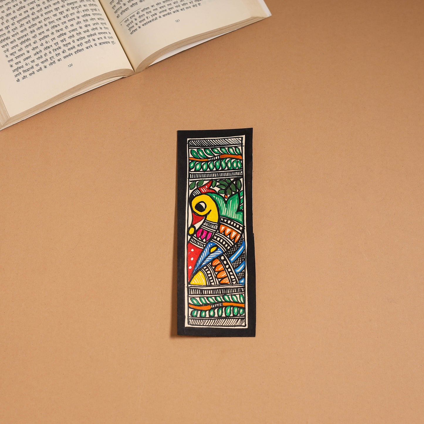 Madhubani handpainted bookmark (7 x 2 in) 20 - handcrafted