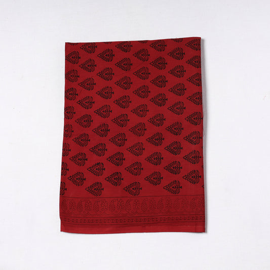 Red - Bagh Block Printed Cotton Precut Fabric (0.9 meter) 74