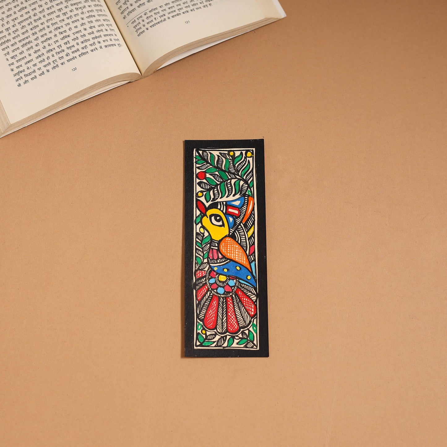 Madhubani handpainted bookmark (7 x 2 in) 24 - handcrafted