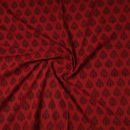 Red - Bagh Block Printed Cotton Precut Fabric (0.9 meter) 74