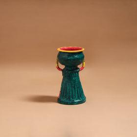 Women - Handpainted Manjusha Art Terracotta Doll Candle Stand for Home Decor 08