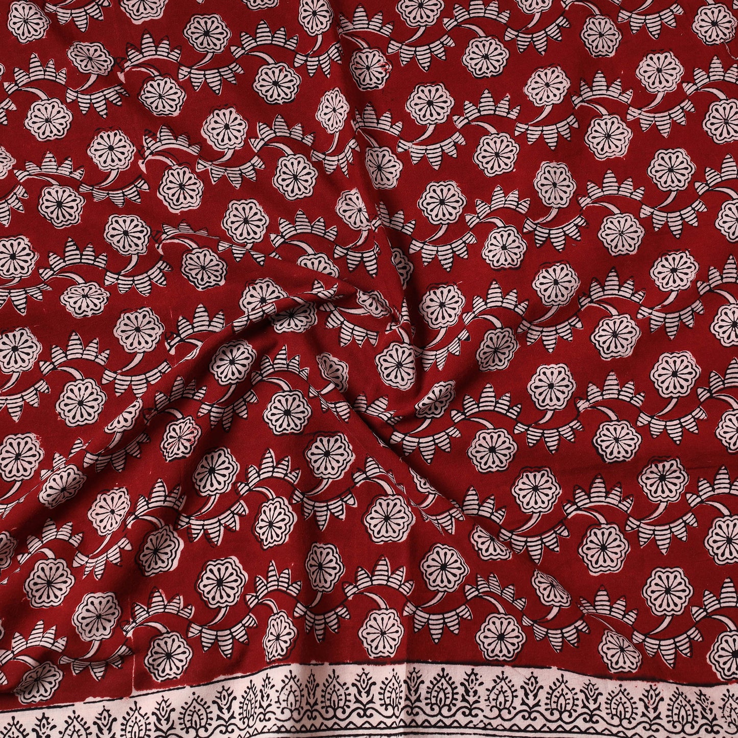 Red - Bagh Block Printed Cotton Precut Fabric (1.45 meter) 76