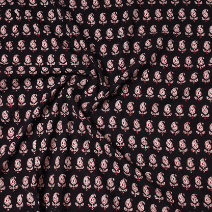 Black - Bagh Block Printed Cotton Precut Fabric (0.8 meter) 77