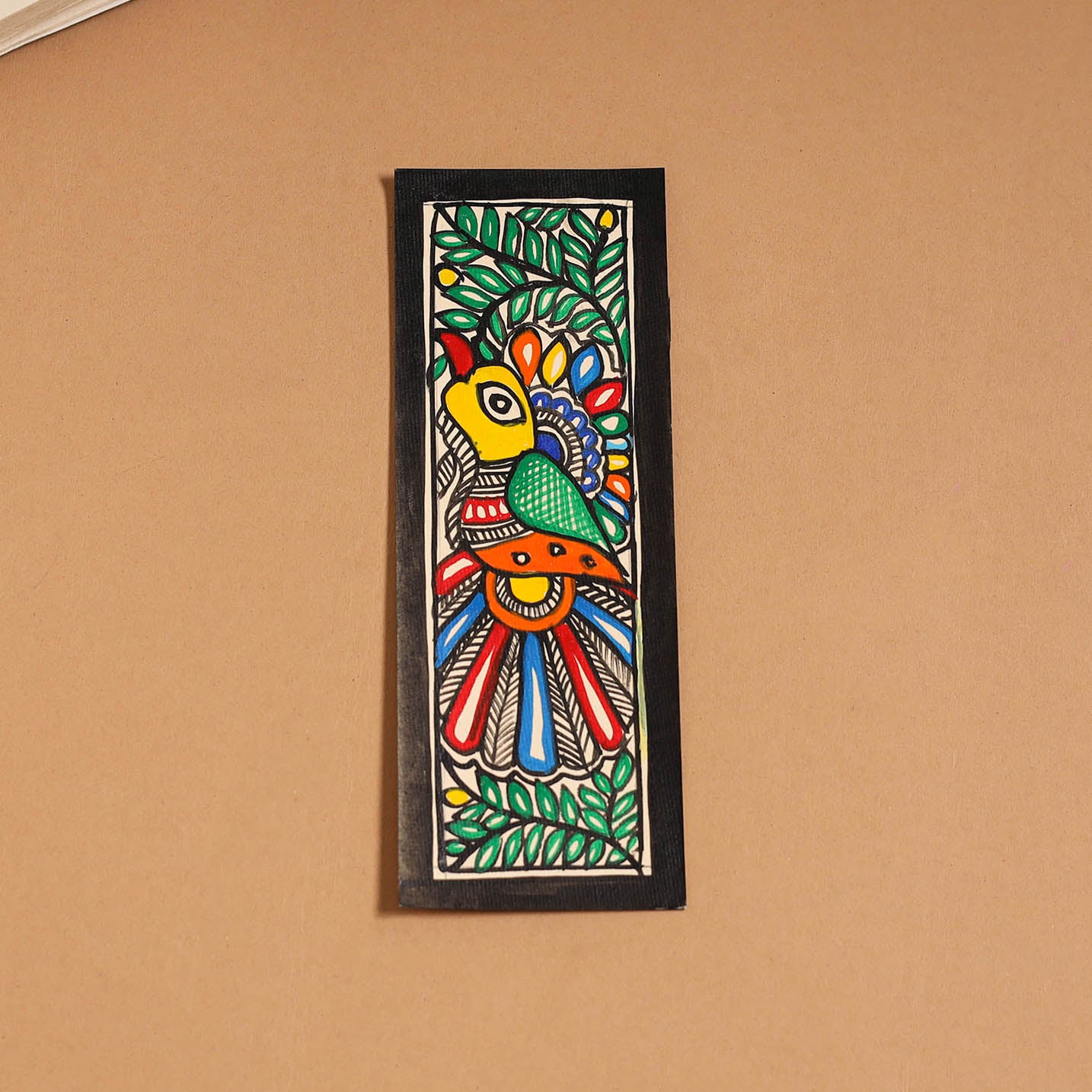 Madhubani handpainted bookmark (7 x 2 in) 32 - handcrafted