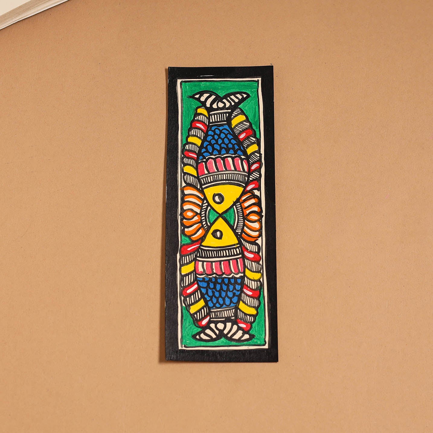 Madhubani handpainted bookmark (7 x 2 in) 34 - handcrafted