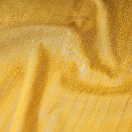 Yellow - Vidarbha Handloom Pure Tussar x Ghicha Silk Fabric
