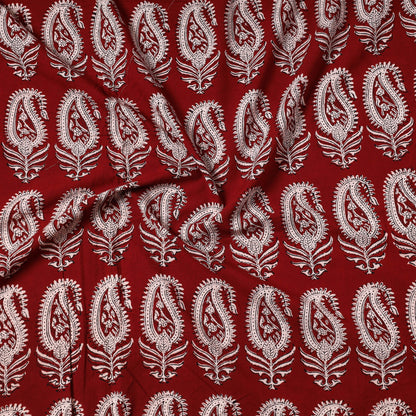 Red - Bagh Block Printed Cotton Precut Fabric (1.1 meter) 80