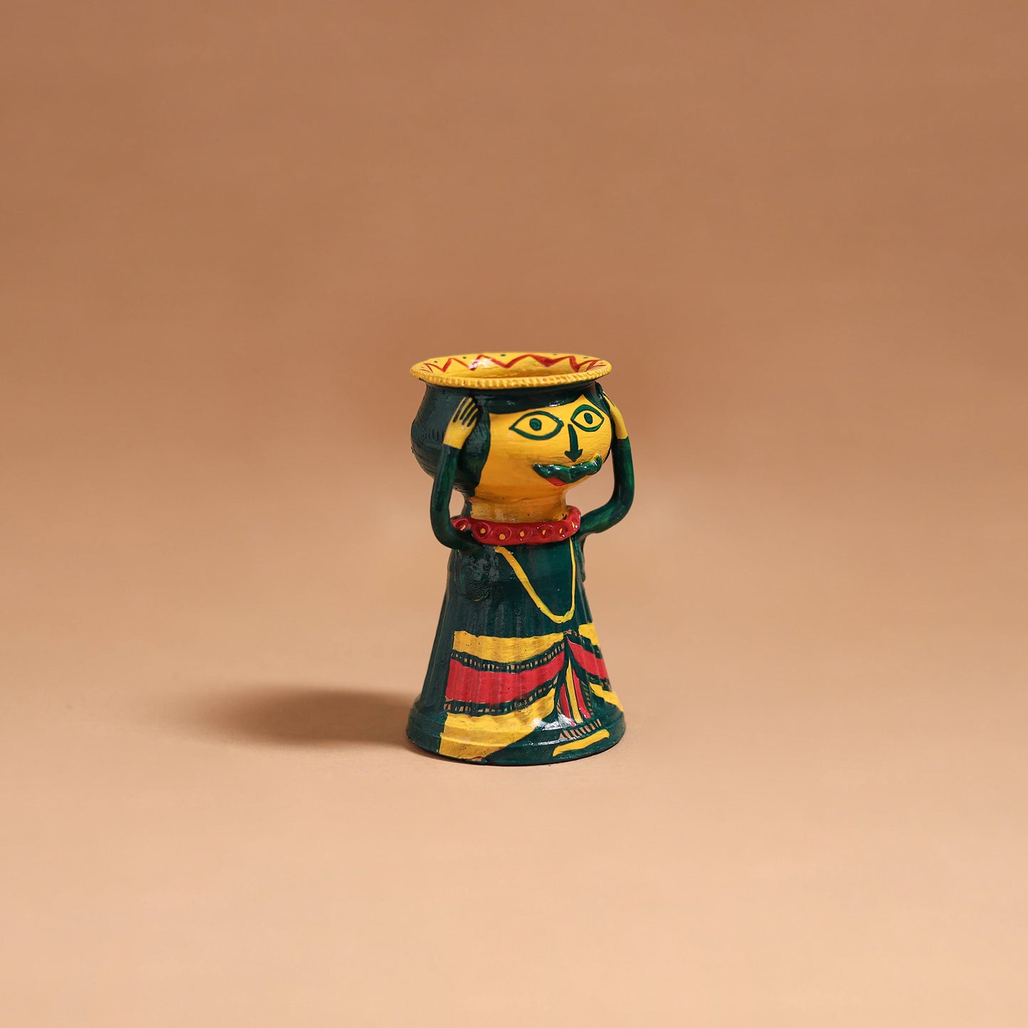 Man - Handpainted Manjusha Art Terracotta Doll Candle Stand for Home Decor 01