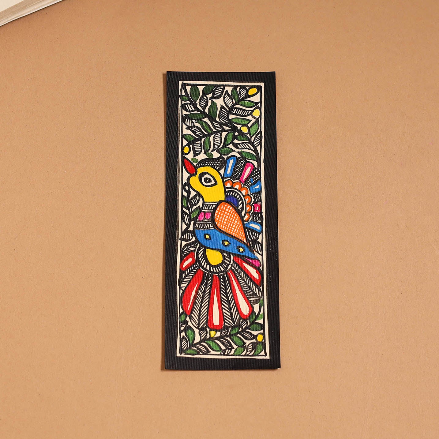 Madhubani handpainted bookmark (7 x 2 in) 38 - handcrafted