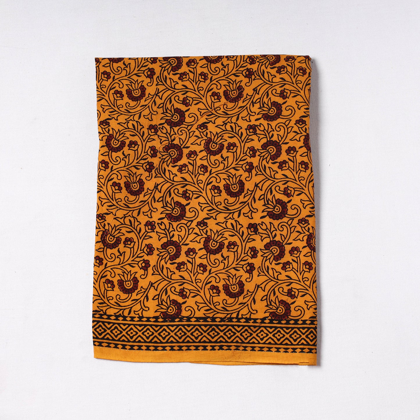 Yellow - Bagh Block Printed Cotton Precut Fabric (0.8 meter) 81