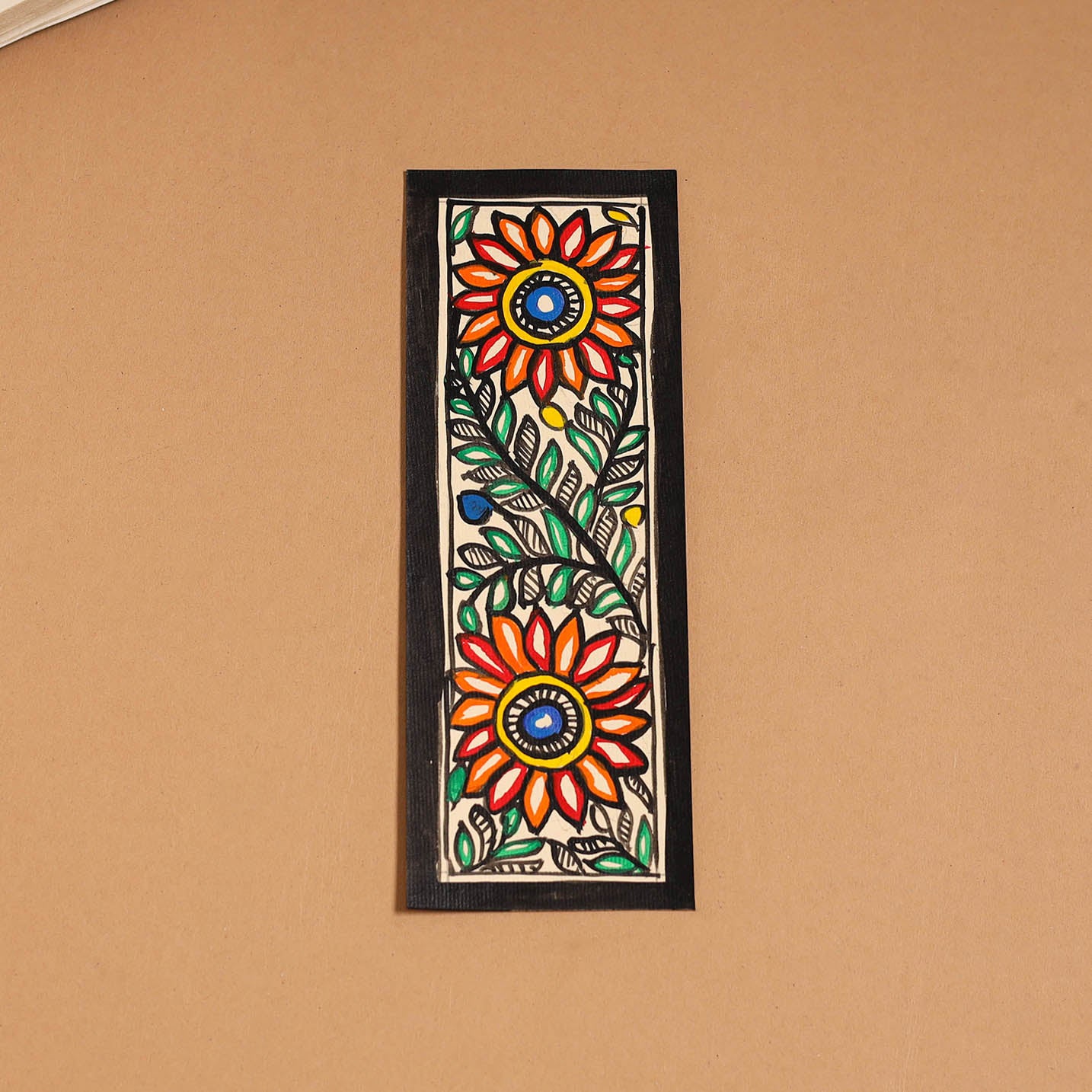 Madhubani handpainted bookmark (7 x 2 in) 39 - handcrafted