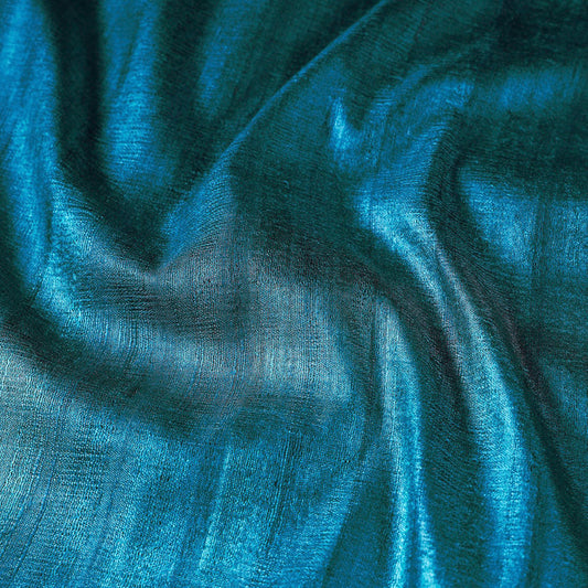 Aqua Blue - Vidarbha Handloom Pure Tussar x Ghicha Silk Fabric