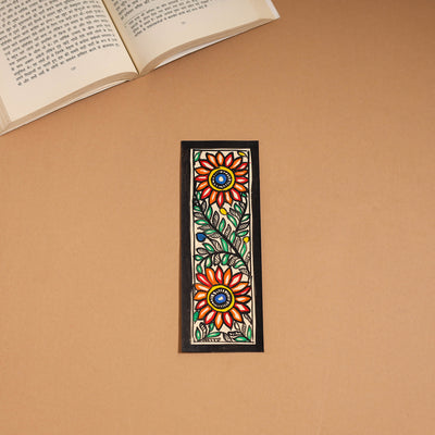 Madhubani handpainted bookmark (7 x 2 in) 39 - handcrafted