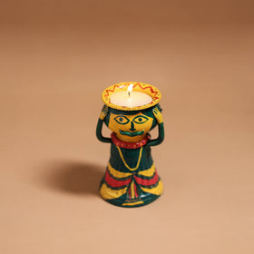Man - Handpainted Manjusha Art Terracotta Doll Candle Stand for Home Decor 01