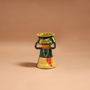 Man - Handpainted Manjusha Art Terracotta Doll Candle Stand for Home Decor 04