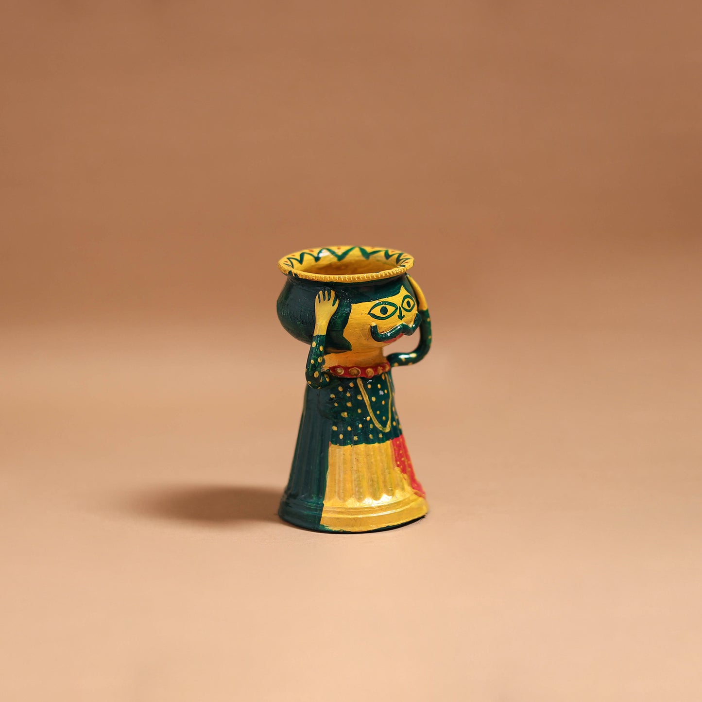 Man - Handpainted Manjusha Art Terracotta Doll Candle Stand for Home Decor 04