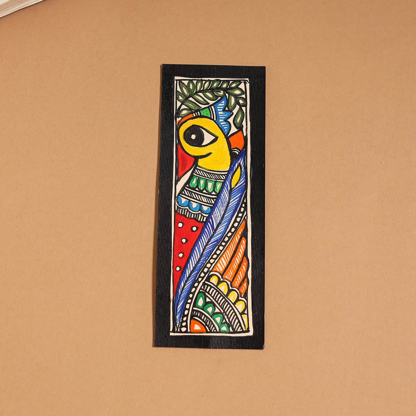 Madhubani handpainted bookmark (7 x 2 in) 48 - handcrafted