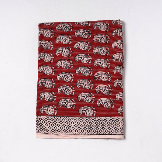 Red - Bagh Block Printed Kantha Style Cotton Precut Fabric (0.7 meter) 87