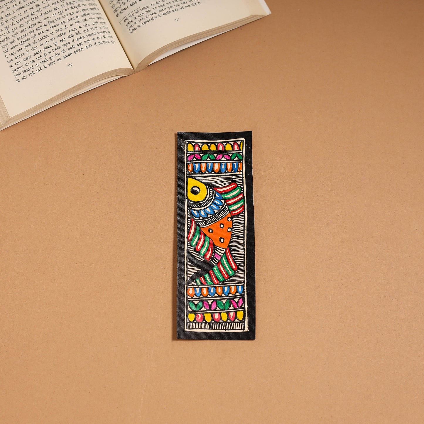 Madhubani handpainted bookmark (7 x 2 in) 50 - handcrafted