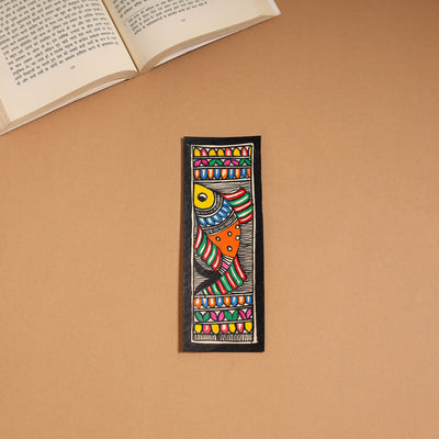 Madhubani handpainted bookmark (7 x 2 in) 50 - handcrafted