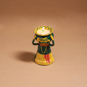Man - Handpainted Manjusha Art Terracotta Doll Candle Stand for Home Decor 04