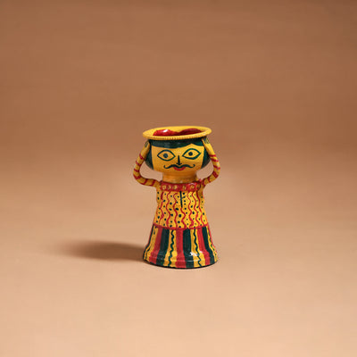 Man - Handpainted Manjusha Art Terracotta Doll Candle Stand for Home Decor 05