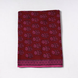 Red - Bagh Block Printed Kantha Style Cotton Precut Fabric (1.15 meter) 89