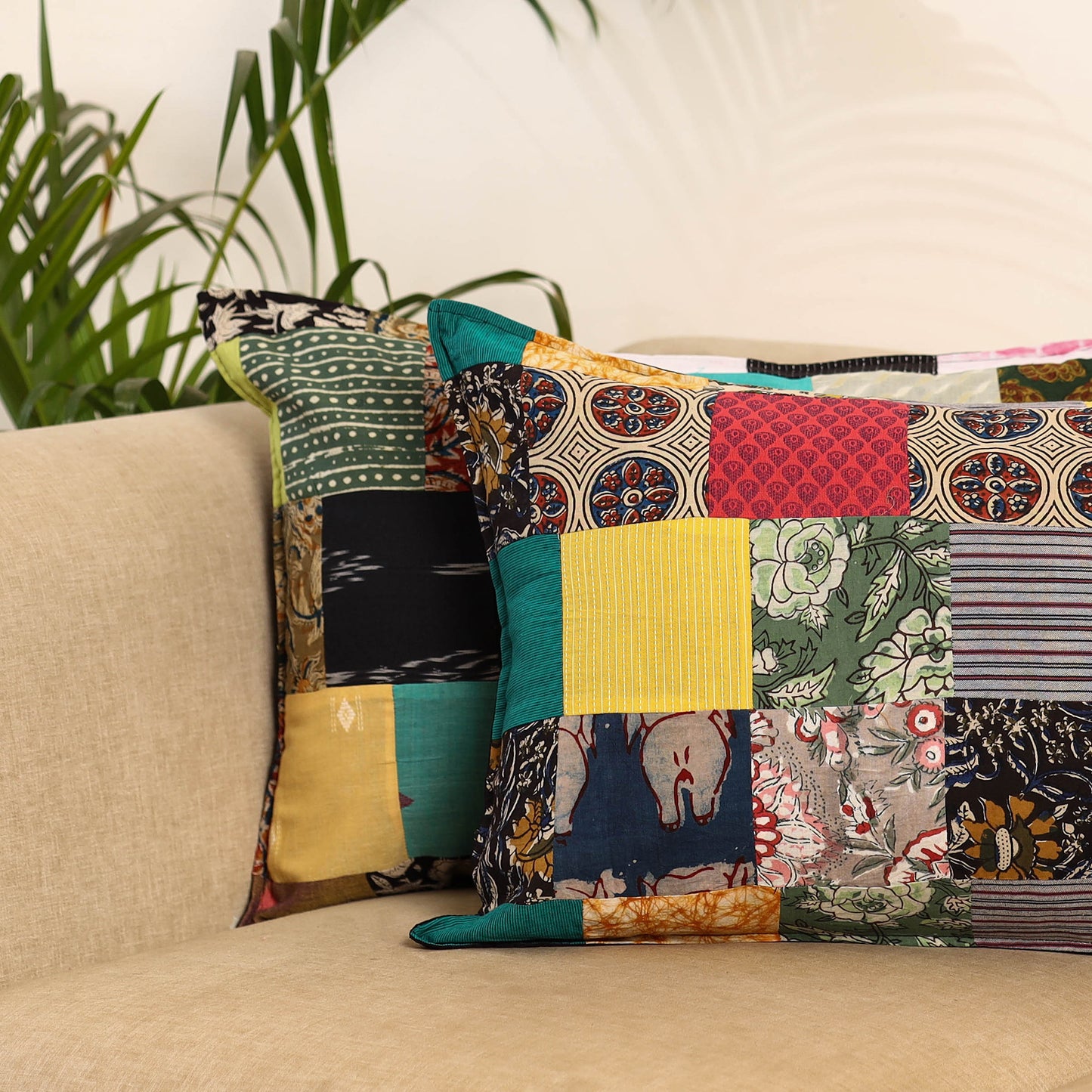 Set of 2 Patchwork Pillow Covers 47