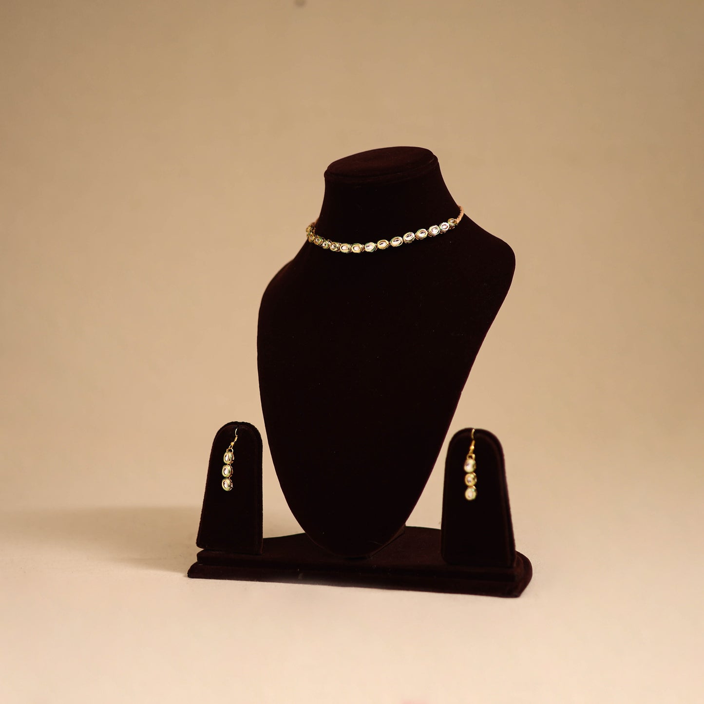 Yellow - handmade kundan work necklace set 05 - handcrafted