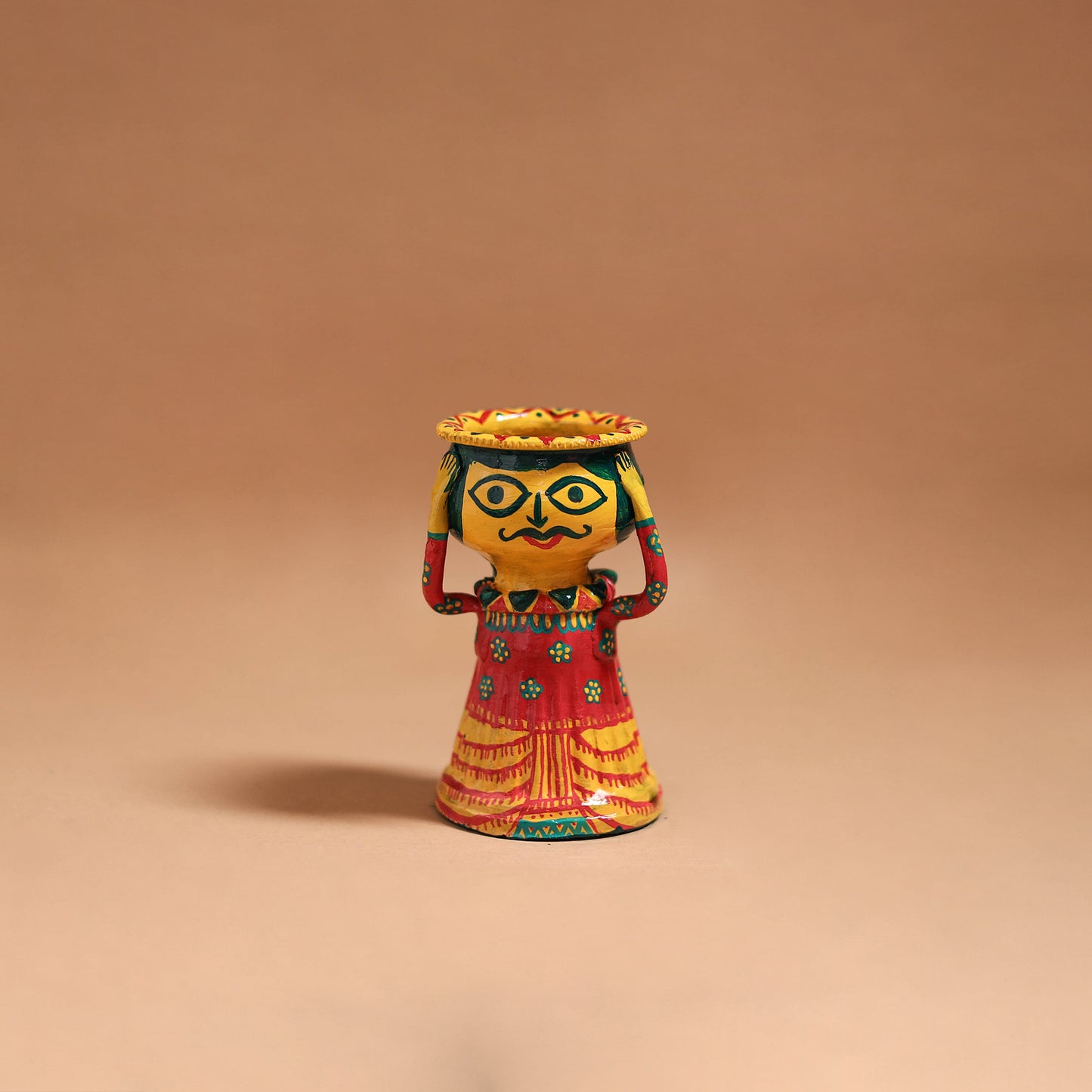 Man - Handpainted Manjusha Art Terracotta Doll Candle Stand for Home Decor 07