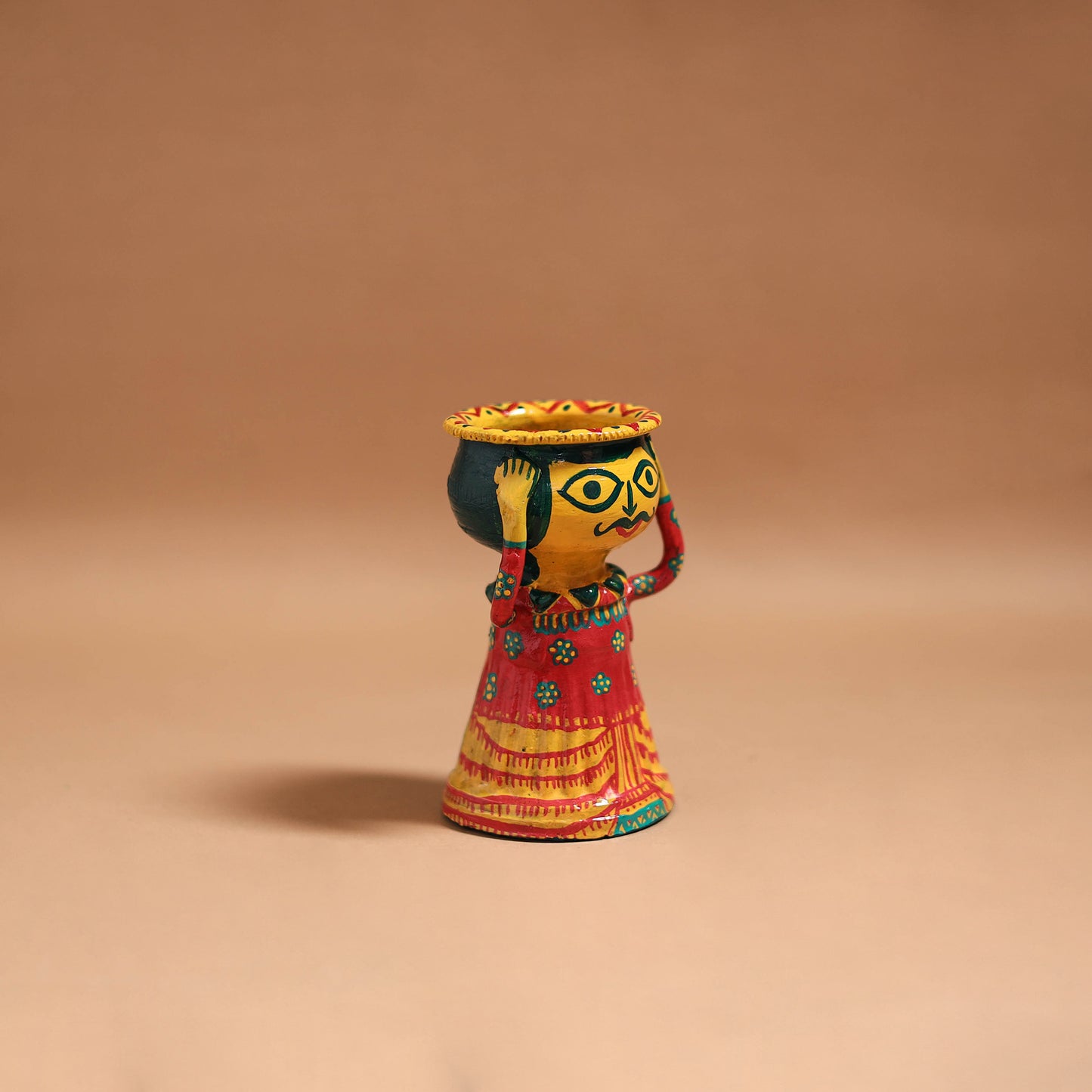 Man - Handpainted Manjusha Art Terracotta Doll Candle Stand for Home Decor 07