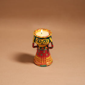 Man - Handpainted Manjusha Art Terracotta Doll Candle Stand for Home Decor 07