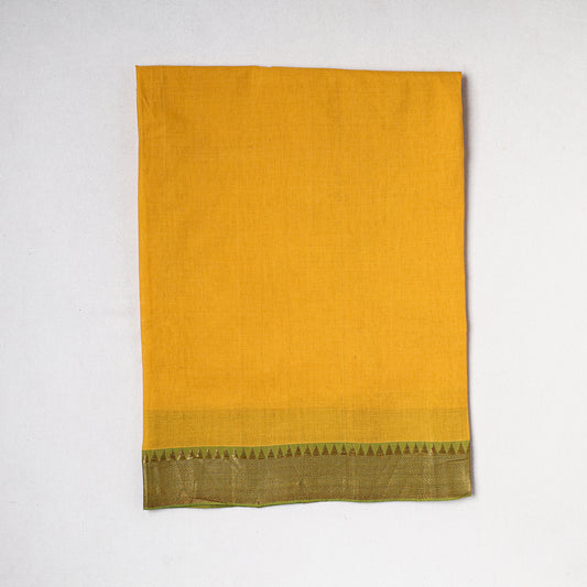Yellow - Traditional Maheshwari Silk Handloom Precut Fabric (0.9 Meter)