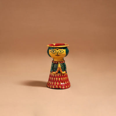 Women - Handpainted Manjusha Art Terracotta Doll Candle Stand for Home Decor 09