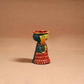 Women - Handpainted Manjusha Art Terracotta Doll Candle Stand for Home Decor 09