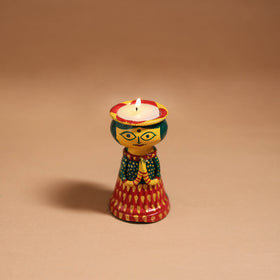 Women - Handpainted Manjusha Art Terracotta Doll Candle Stand for Home Decor 09