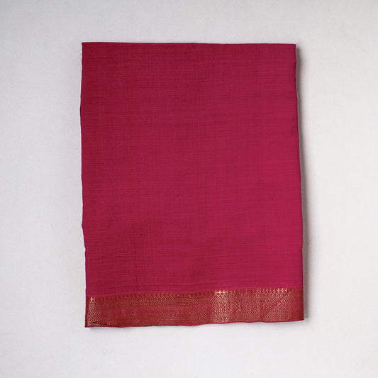 Pink - Traditional Maheshwari Silk Handloom Precut Fabric (2.25 Meter)