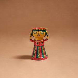 Women - Handpainted Manjusha Art Terracotta Doll Candle Stand for Home Decor 12