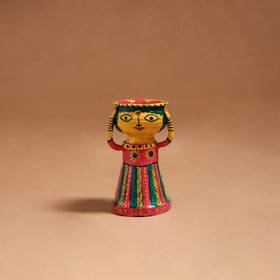 Women - Handpainted Manjusha Art Terracotta Doll Candle Stand for Home Decor 12