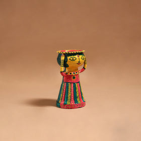 Women - Handpainted Manjusha Art Terracotta Doll Candle Stand for Home Decor 12