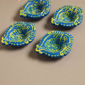 Decorative handpainted clay diya (set of 4) 13 - handcrafted