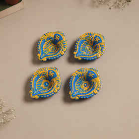 Decorative handpainted clay diya (set of 4) 12 - handcrafted