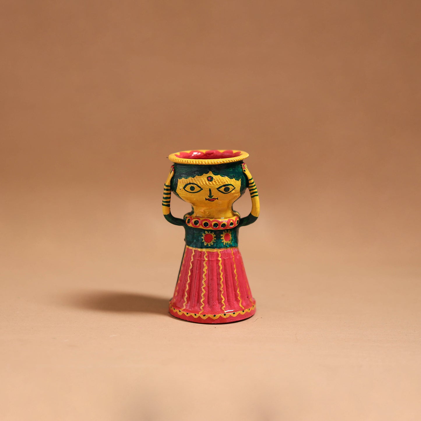 Women - Handpainted Manjusha Art Terracotta Doll Candle Stand for Home Decor 13