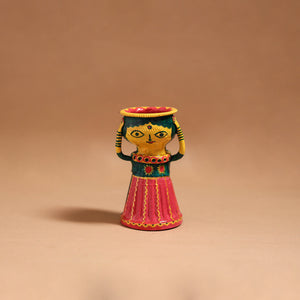 Women - Handpainted Manjusha Art Terracotta Doll Candle Stand for Home Decor 13