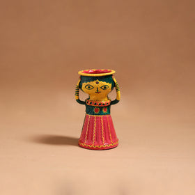 Women - Handpainted Manjusha Art Terracotta Doll Candle Stand for Home Decor 13