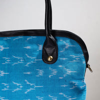 Blue - Handcrafted Woven Ikat Shoulder Bag in Faux Leather