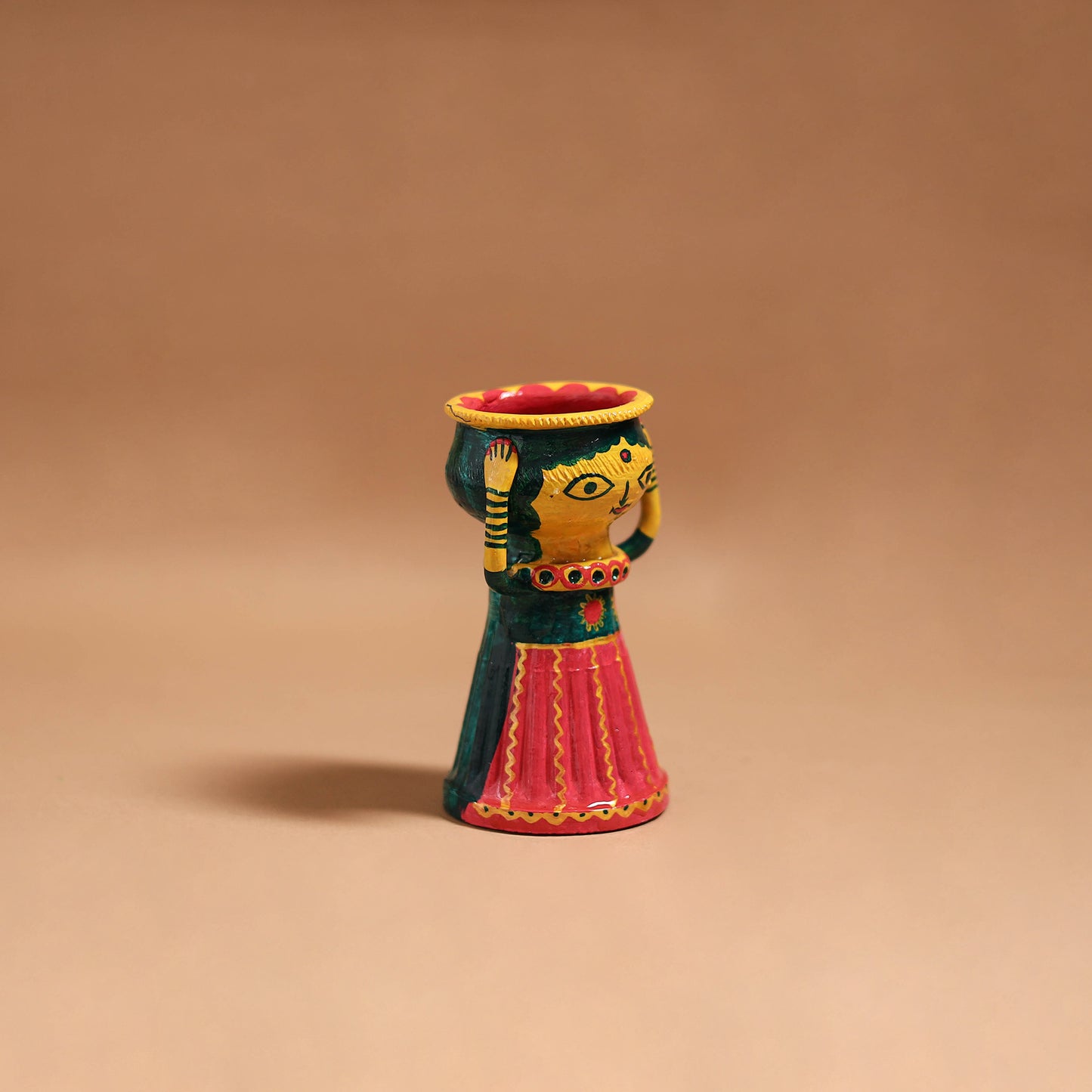 Women - Handpainted Manjusha Art Terracotta Doll Candle Stand for Home Decor 13