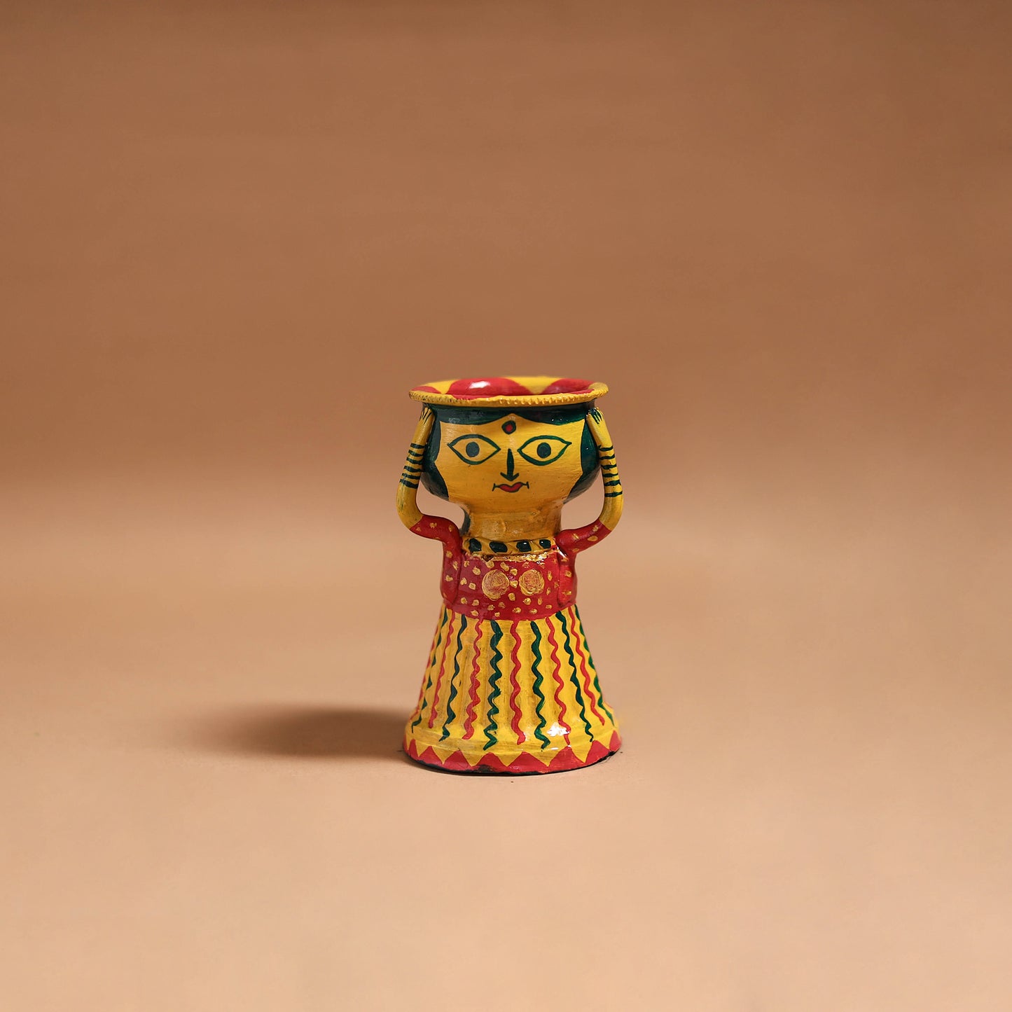 Women - Handpainted Manjusha Art Terracotta Doll Candle Stand for Home Decor 14
